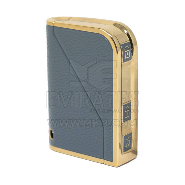 Nano Funda de cuero dorado de alta calidad para mando a distancia Lynk & Co, 3 botones, Color gris, LC-B13J