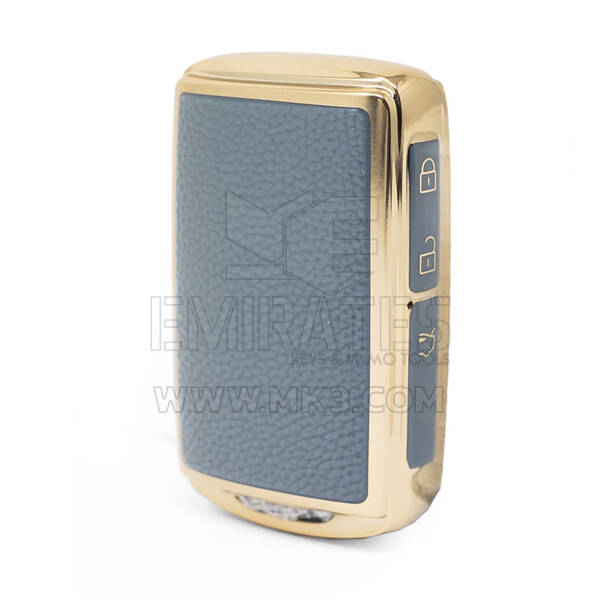 Nano Funda de cuero dorado de alta calidad para llave remota Mazda, 3 botones, Color gris, MZD-B13J3