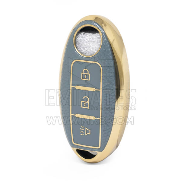 Nano – housse en cuir doré de haute qualité, pour clé télécommande Nissan, 3 boutons, couleur grise, NS-A13J3A