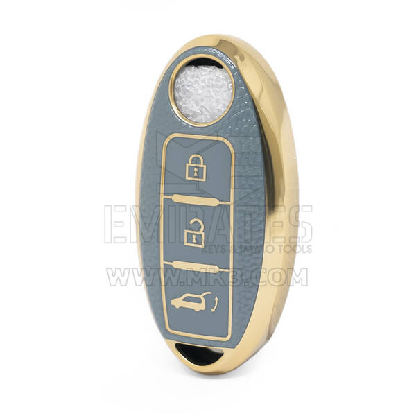 Nano Funda de cuero dorado de alta calidad para llave remota Nissan, 3 botones, Color gris NS-A13J3B
