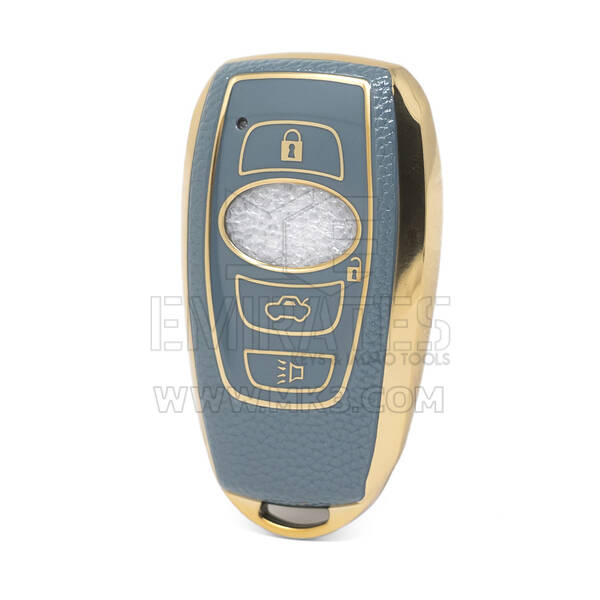 Nano High Quality Gold Leather Cover For Subaru Remote Key 3 Buttons Gray Color SBR-A13J