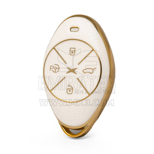 Нано-высококачественный золотой кожаный чехол для дистанционного ключа Xpeng с 4 кнопками белого цвета XP-B13J