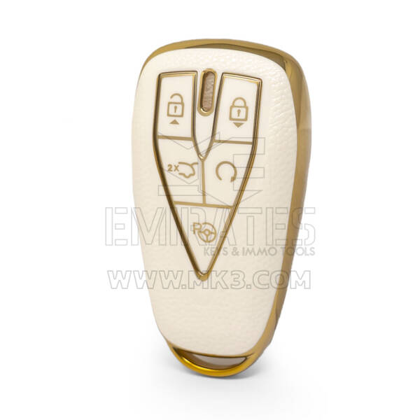 Funda de cuero dorado Nano de alta calidad para llave remota Changan, 5 botones, CA-C13J5 de Color blanco