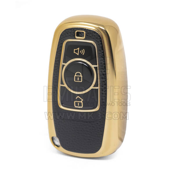 Nano capa de couro dourado de alta qualidade para chave remota Great Wall 3 botões cor preta GW-A13J