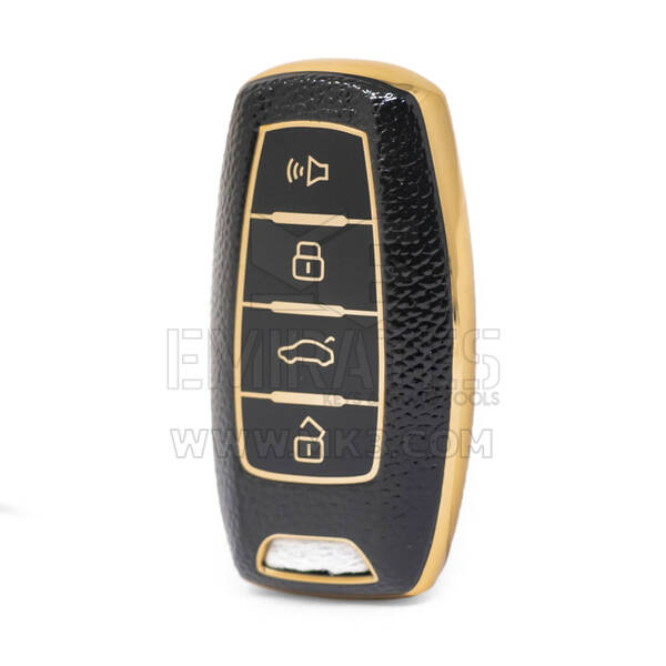 Nano High Quality Gold Leather Cover For Great Wall Remote Key 4 Buttons Black Color GW-B13J