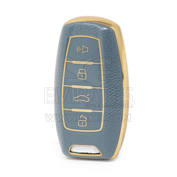 Нано-высококачественный золотой кожаный чехол для дистанционного ключа Great Wall с 4 кнопками серого цвета GW-B13J