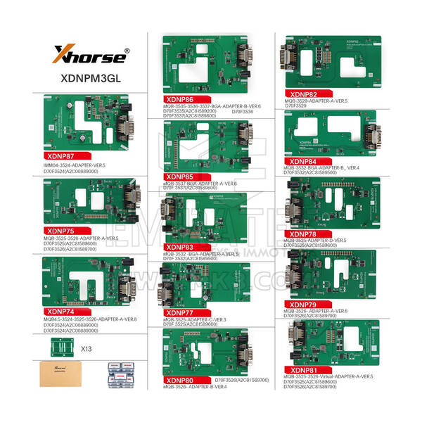 Xhorse XDNPM3 MQB48 Lehimsiz Adaptörler VVDI Prog, Multi Prog ve VVDI Key Tool Plus için Tam Paket 13 Parça