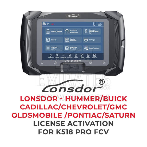 Lonsdor - Hummer / Buick / Cadillac / Chevrolet / GMC / Oldsmobile / Pontiac / Saturn Attivazione licenza per K518 Pro FCV