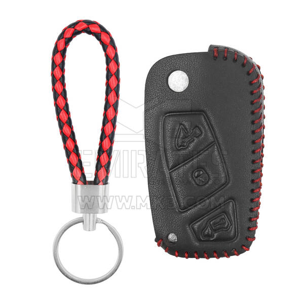 Estojo de couro para Fiat Flip Remote Key 3 Botões FIA-B