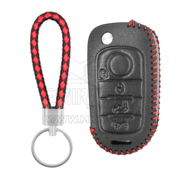 Estojo de couro para Fiat Flip Remote Key 4 Botões FIA-C