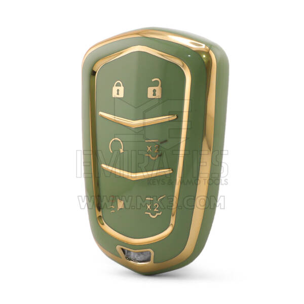 Nano High Quality Cover For Cadillac Remote Key 6 Button Green Color CDLC-A11J6