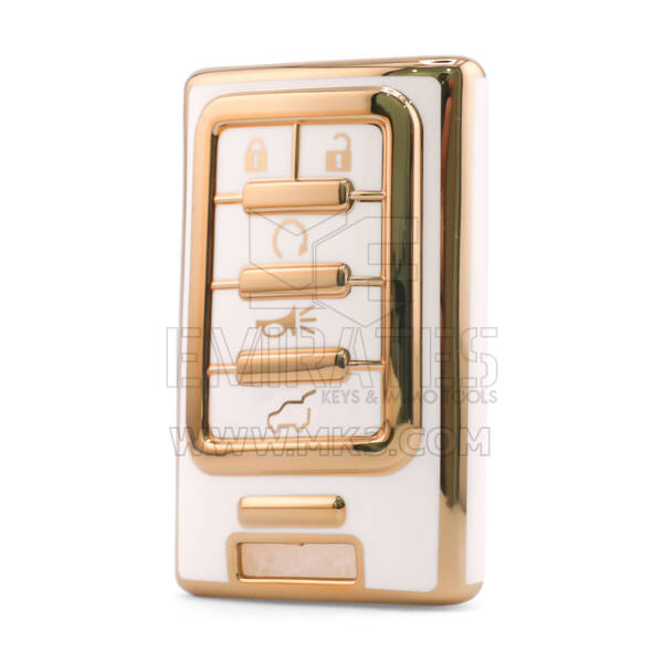 Funda nano de alta calidad para llave remota Cadillac de 5 botones, color blanco CDLC-C11J5A