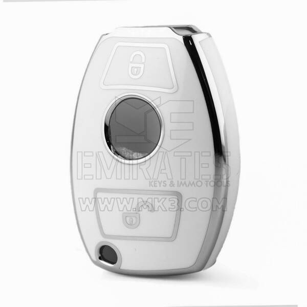 Nano High Quality Cover For Mercedes Remote Key 2 Button White Color Silver Frame Benz-A11Y2