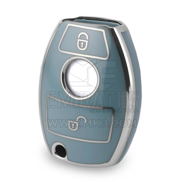 Nano High Quality Cover For Mercedes Remote Key 2 Button Gray Color Silver Frame Benz-A11Y2