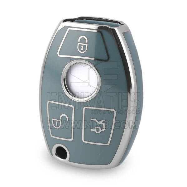 Nano High Quality Cover For Mercedes Remote Key 3 Button Gray Color Silver Frame Benz-A11Y3