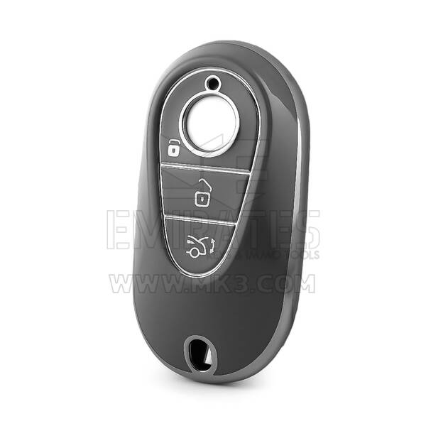 Mercedes Uzaktan Anahtar İçin Nano Yüksek Kaliteli Kılıf 3 Düğmeli Koyu Gri Renkli Gümüş Çerçeve Benz-C11Y
