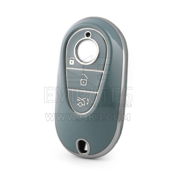 Nano High Quality Cover For Mercedes Remote Key 3 Button Gray Color Silver Frame Benz-C11Y