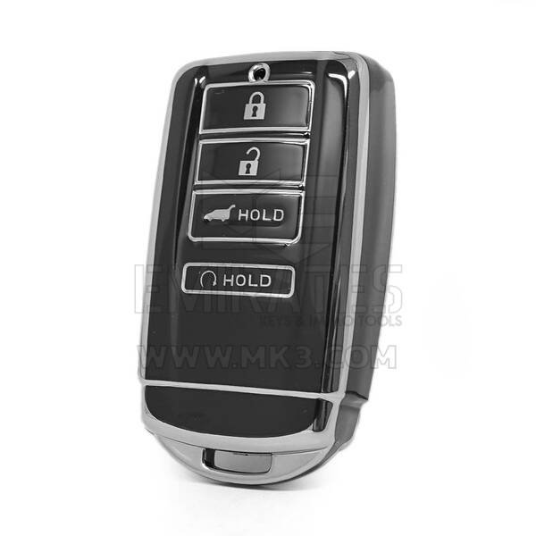 Funda nano de alta calidad para mando a distancia Honda de 4 botones, color negro, marco plateado HD-E11Y4B