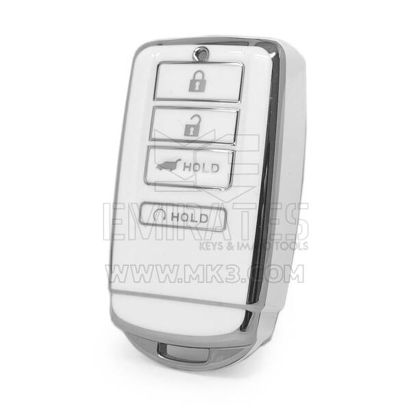Funda nano de alta calidad para mando a distancia Honda de 4 botones, color blanco, marco plateado HD-E11Y4B