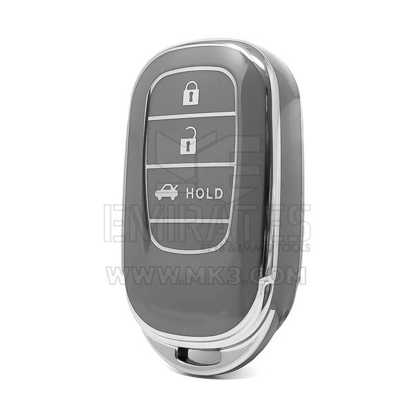Высококачественный чехол Nano для дистанционного ключа Honda с 3 кнопками, темно-серый цвет, серебристая оправа, HD-G11Y3A