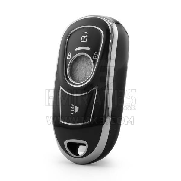 Funda nano de alta calidad para mando a distancia Buick de 4 botones, color negro, marco plateado BK-A11Y4B