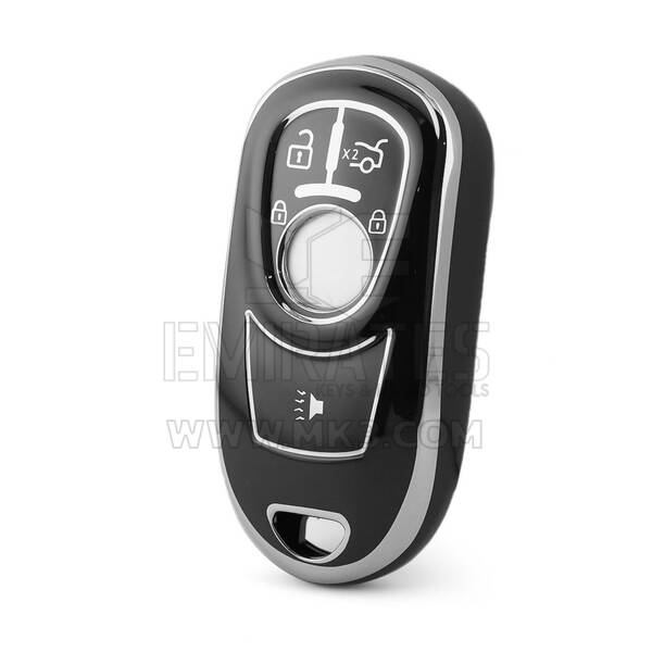Funda nano de alta calidad para mando a distancia Buick de 5 botones, color negro, marco plateado BK-A11Y5B