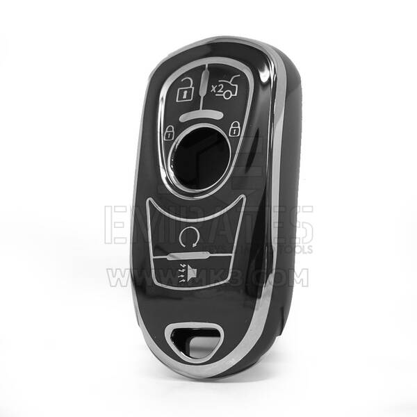Funda nano de alta calidad para mando a distancia Buick de 6 botones, color negro, marco plateado BK-A11Y6B