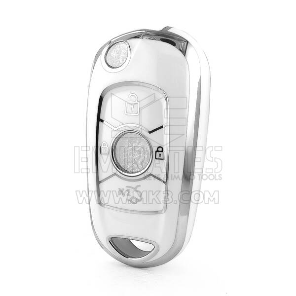 Funda nano de alta calidad para mando a distancia Buick de 4 botones, color blanco, marco plateado BK-B11Y