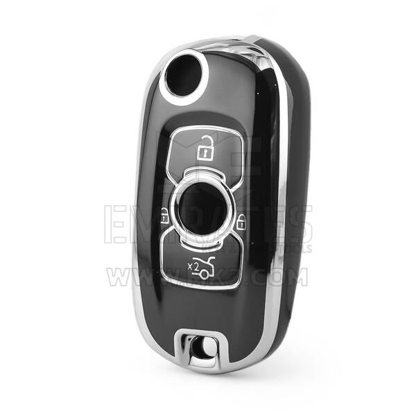 Funda nano de alta calidad para mando a distancia Buick de 4 botones, color negro, marco plateado BK-C11Y