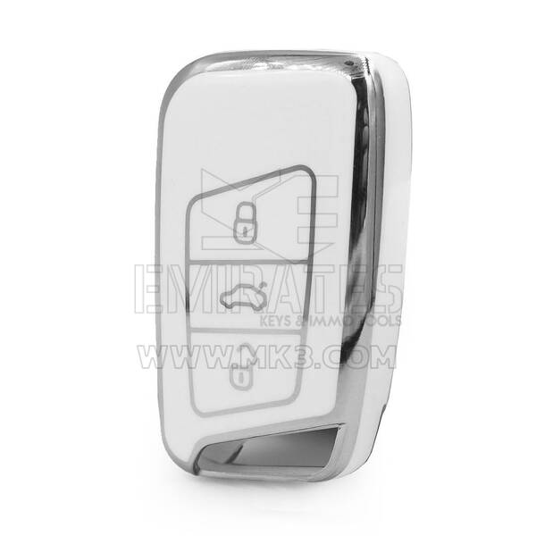 Nano High Quality Cover For Volkswagen Remote Key 3 Button White Color Silver Frame VW-D11Y3