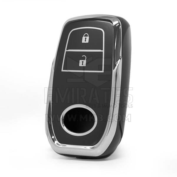 Funda nano de alta calidad para mando a distancia Toyota de 2 botones, color negro, marco plateado TYT-A11Y2