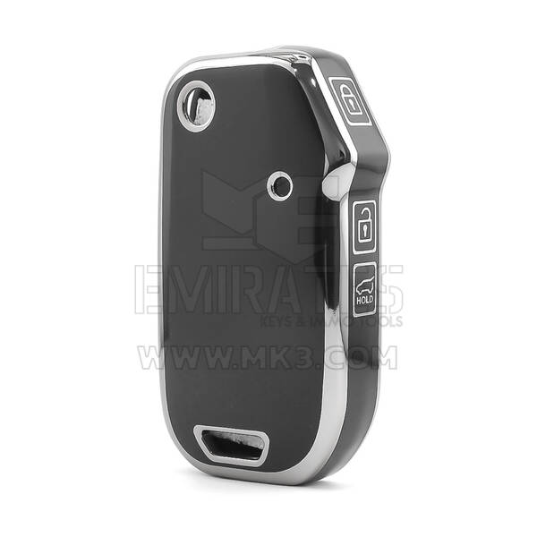Funda nano de alta calidad para mando a distancia KIA de 3 botones, color negro, marco plateado, KIA-C11Y3