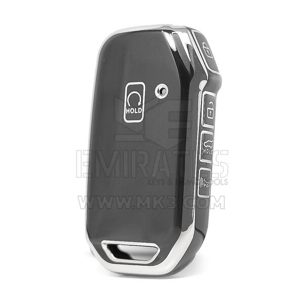 غطاء نانو عالي الجودة لمفتاح ريموت كيا بخمسة أزرار لون أسود وإطار فضي KIA-C11Y5
