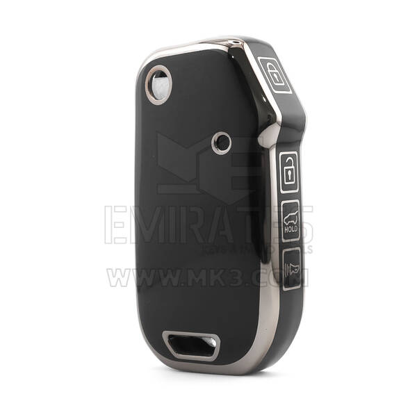 Funda nano de alta calidad para mando a distancia KIA de 4 botones, color negro, marco plateado, KIA-T11Y4