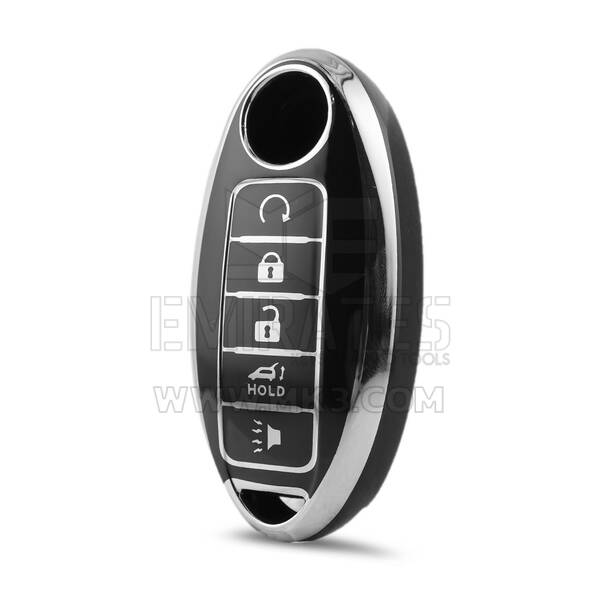 Nano High Quality Cover For Nissan Remote Key 5 Button Black Color Silver Frame NS-A11Y5