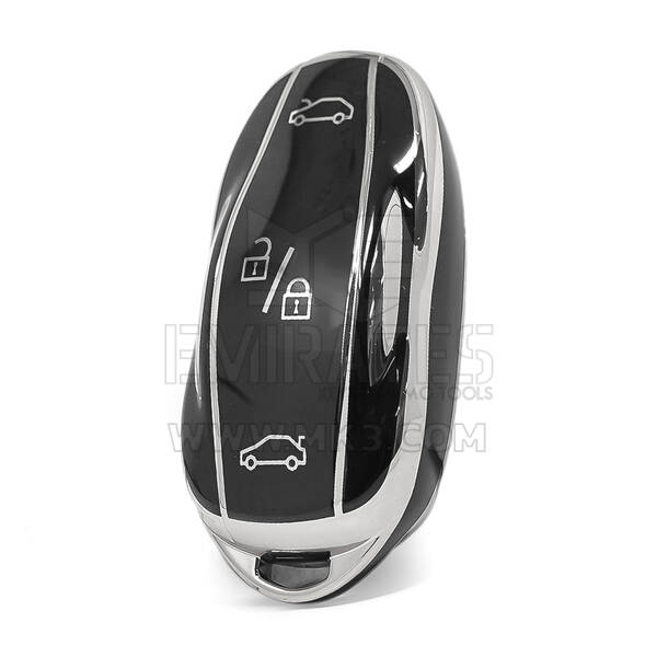 Nano High Quality Cover For Tesla Remote Key 4 Button Black Color Silver Frame TSL-C11Y