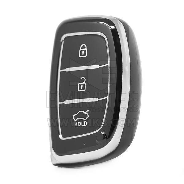 Nano High Quality Cover For Hyundai Remote Key 3 Button Black Color Silver Frame HY-A11Y3A
