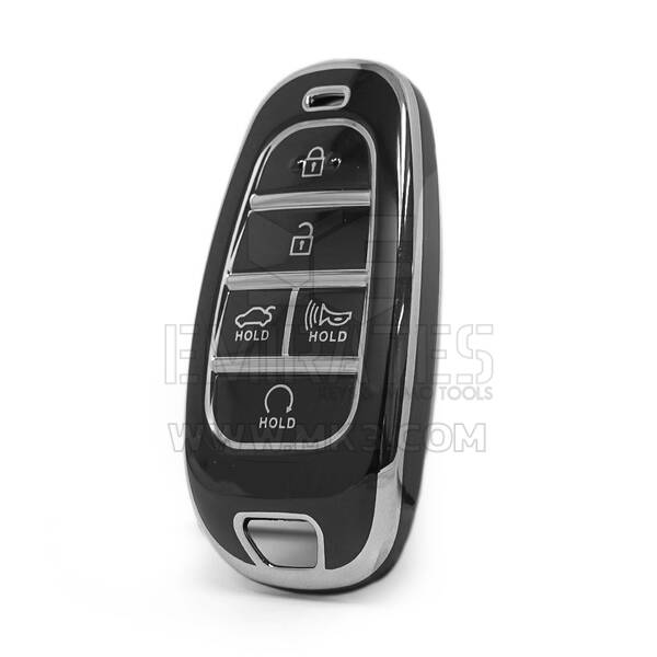 Coque Nano haute qualité pour clé télécommande Hyundai 5 boutons, couleur noire, cadre argenté HY-H11Y5
