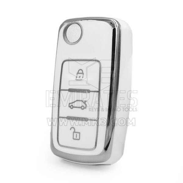 Nano High Quality Cover For VW Remote Key 3 Button White Color Silver Frame VW-A11Y3