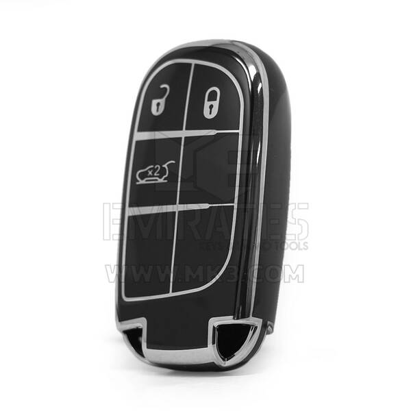 Cover di alta qualità nano per chiave telecomando Jeep a 3 pulsanti, colore nero, cornice argentata Jeep-B11Y3