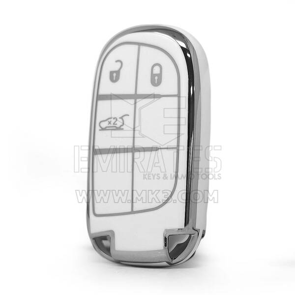 Cover di alta qualità nano per chiave telecomando Jeep a 3 pulsanti, colore bianco, cornice argentata Jeep-B11Y3