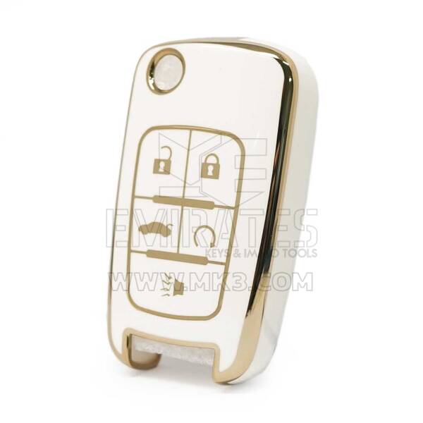 Couverture Nano de haute qualité pour Chevrolet Flip Remote Key 5 boutons couleur blanche A11J5