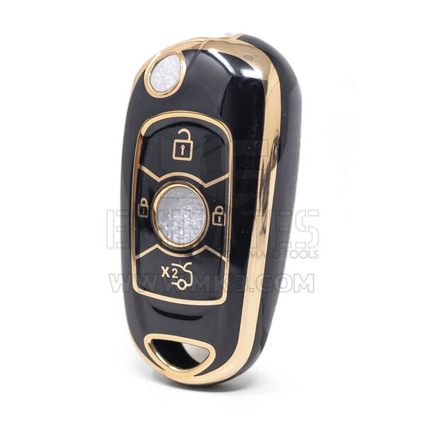 غطاء نانو عالي الجودة لمفتاح ريموت بويك بأربعة أزرار لون أسود وإطار فضي BK-B11J