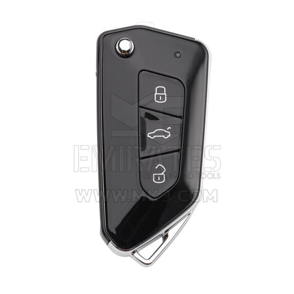مفتاح Xhorse VVDI Key Tool VVDI2 Wire Flip Remote Key أسود بالكامل بثلاثة أزرار نوع VW XKGA83EN