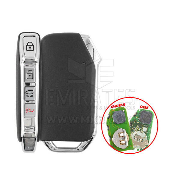 غطاء ريموت ذكي من كيا، 4 أزرار + 1، صندوق سيارة سيدان، مناسب للوحة Xhorse XZKA82EN ونوع OEM 6A