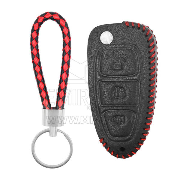 Funda de cuero para Ford Flip Remote Key 3 Botones FD-A