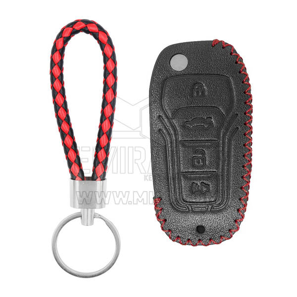 Funda de cuero para Ford Flip Remote Key 4 Botones