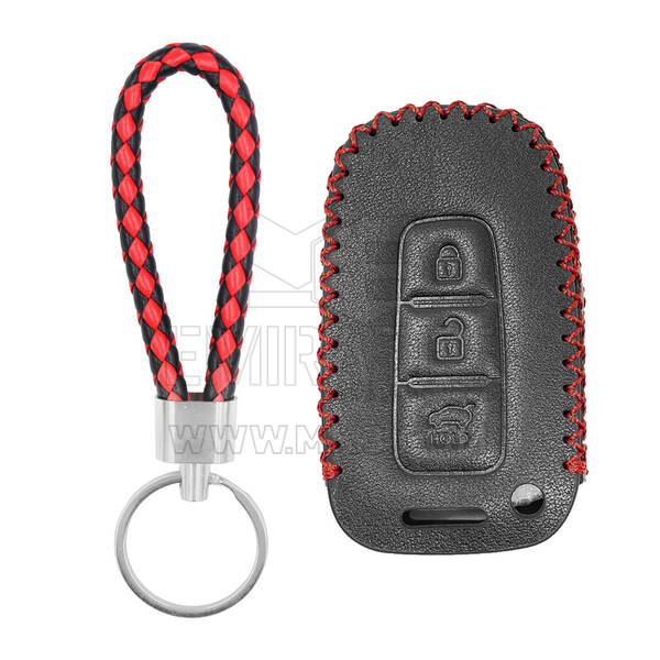 Funda de cuero para llave remota inteligente Hyundai Kia 3 botones