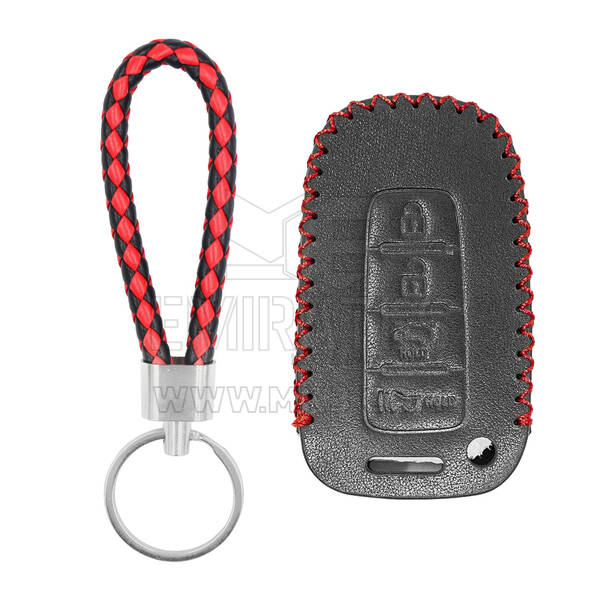 Funda de cuero para llave remota inteligente Hyundai Kia 4 botones