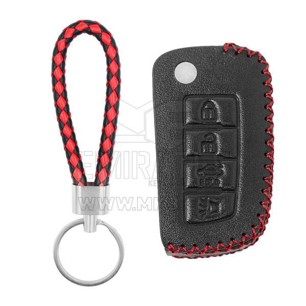 Estojo de couro para Nissan Flip Remote Key 4 botões